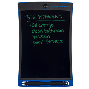 Jot™ Writing Tablet Blue front view with writing on screen