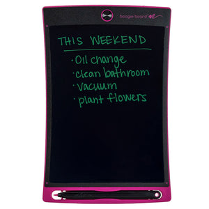 Jot™ Writing Tablet Pink front view with writing on screen